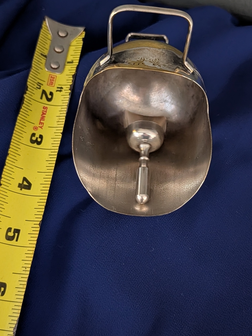 Vintage Silver-Plated Sugar Scoop with Handle - Silver and Gold Tones - Picture 9 of 9